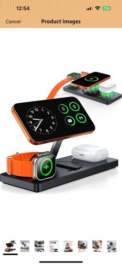 SNUGLUV Foldable 3-in-1 Wireless Charging Station for Apple Magsafe Charger Stand, Travel-Friendly Fast Magnetic Wireless Charger Station for iPhone 1