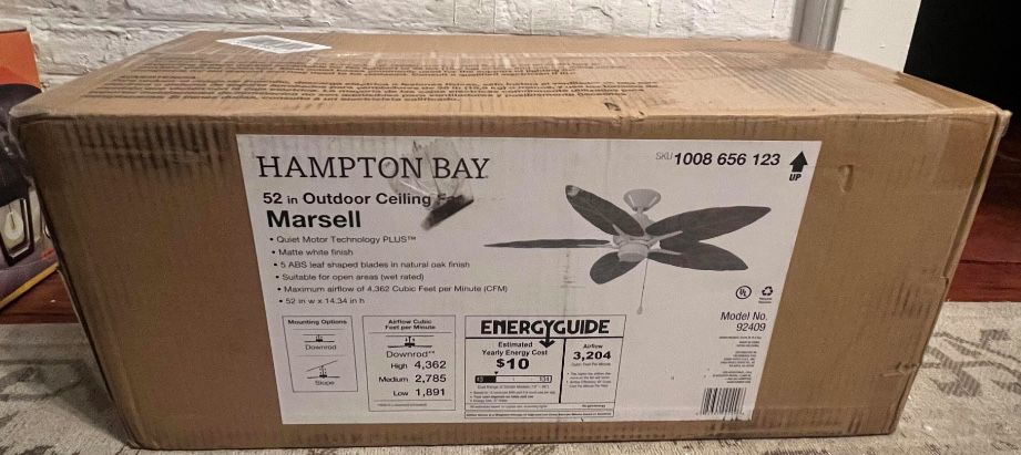 Hampton Bay Marsell 52 in. Indoor/Outdoor Ceiling Fan with Pull Chains and Downrod Included