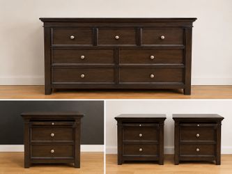 Wooden Dresser and two night stands