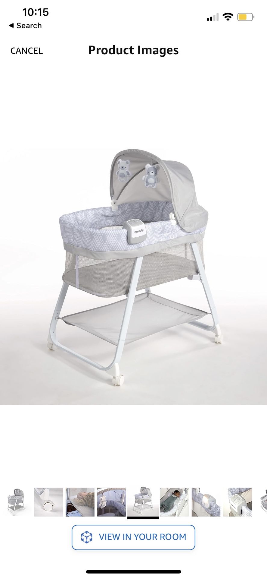 Ingenuity Lullanight Soothing Bassinet for Baby with Locking