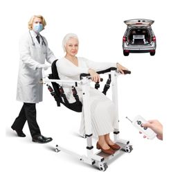 Electric Patient Lift Transfer Chair, Electric Transfer Lift, Portable Folding for Car, Patient Lift for Home, Adjustable Height Bathroom Transport