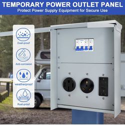 GTYORUS Temporary Power Outlet Panel - RV Electrical Breaker Box with 20, 30, 50 Amp Receptacle - Breaker Panel, Prewired Unmetered, Weatherproof