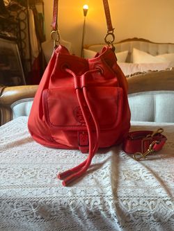 Tory Burch Red Nylon Bucket Bag