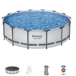 Bestway Power Steel 14' × 42" Round Above Ground Pool Set