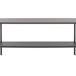 SAFAVIEH Home Collection Kayleigh Dark Grey Oak/Matte Black Coffee Table with Lower Shelf - New in Box