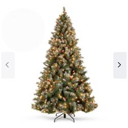 7.5 Tall Pre-lit Christmas Pine tree With Pine Cones
