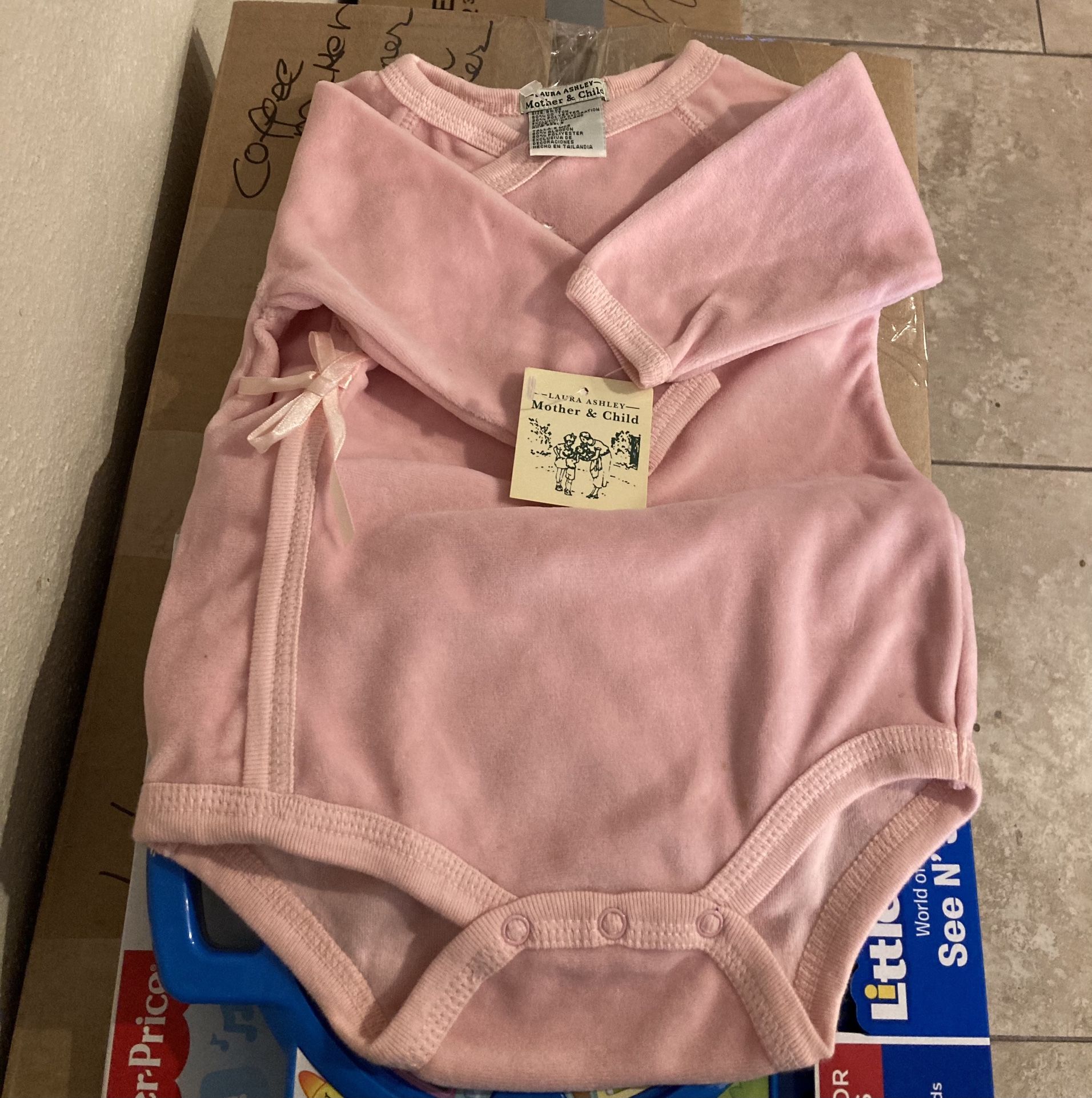 NEW Baby Onesie Pink Velour by Laura Ashley