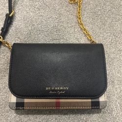 Burberry Check & Leather Crossbody Bag