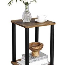 NEW Nightstand, Side Table Rustic Brown and Black 