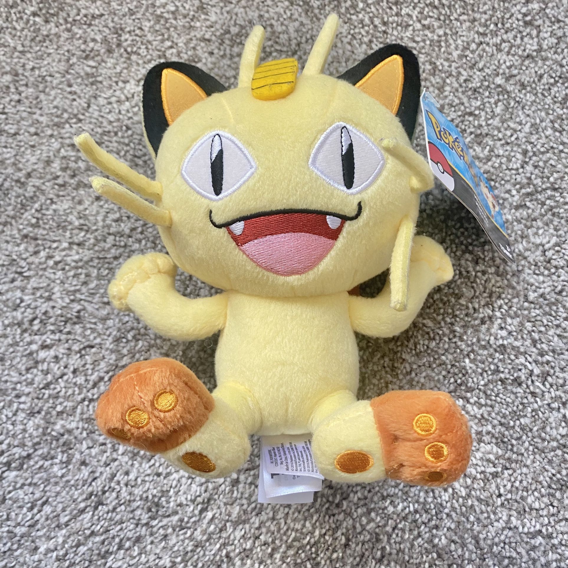 Pokémon Plush Meowth Official Tomy Open Mouth & Eyes