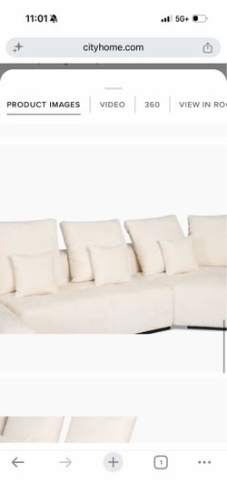 Sectional sofa with pillows white/cream