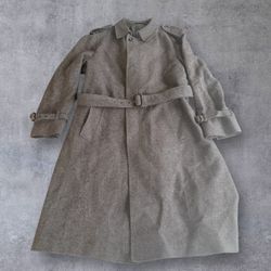 Vtg Christian Dior Monsieur Herringbone Wool Trench Coat Men’s 44L Brown Overcoat 