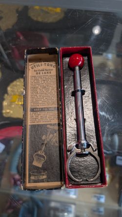 Vintage Utili-Tong Ice Cube Server De Luxe Chrome Bar Tool Original Box