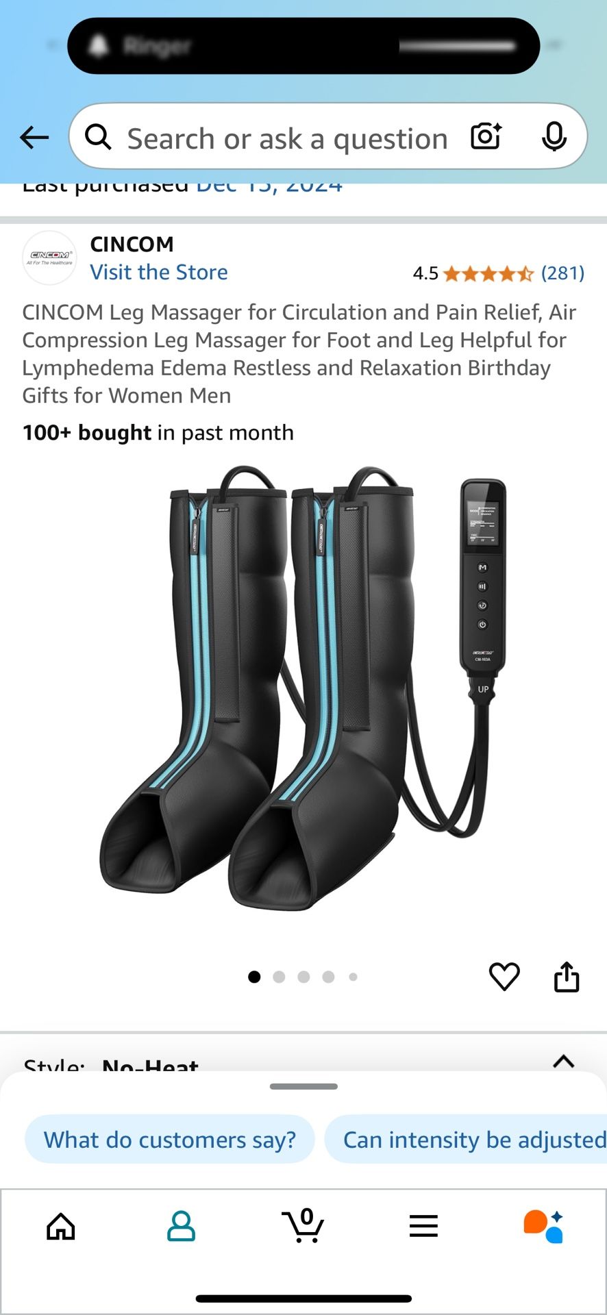 CINCOM Leg Massager for Circulation and Pain Relief,