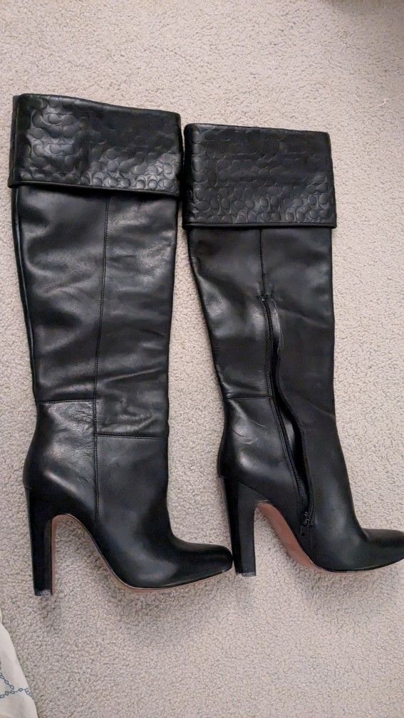 Coach Tall Leather Boots – Size 37 / US 6.5–7