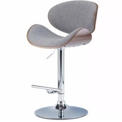 Simpli Home - Marana Bentwood Adjustable Height Gas Lift Bar Stool - Gray