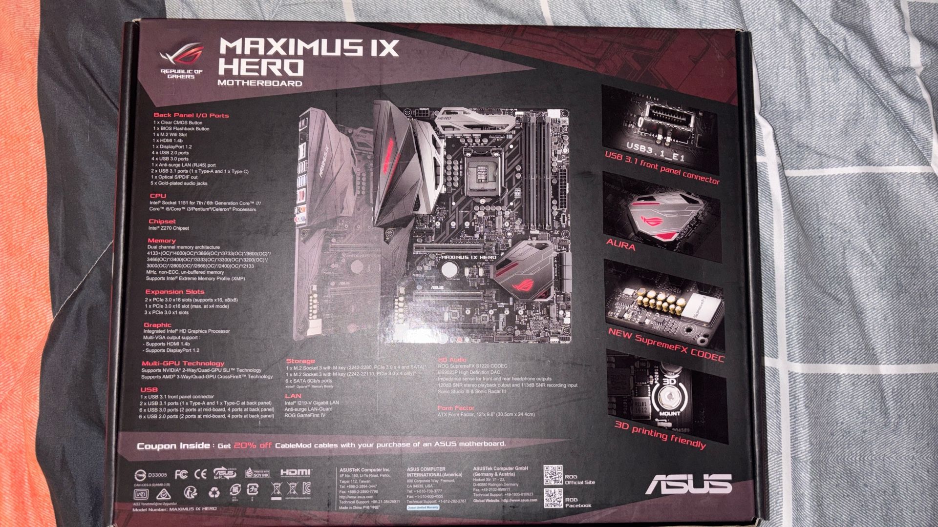 ASUS ROG Maximus IX Hero Z270 LGA 1151