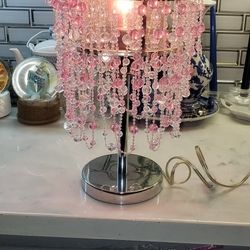 PINK CRYSTAL LAMP  17IN HI