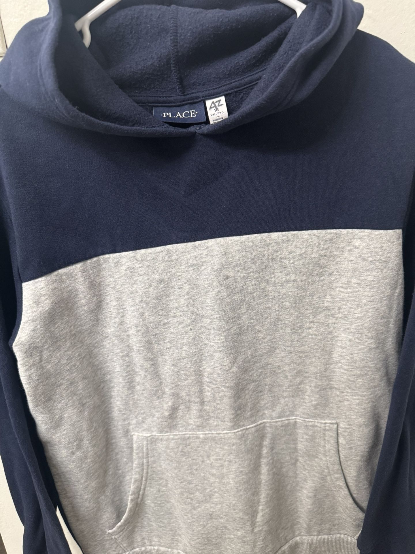 Children’s Place Boys Navy and Gray Colorblock Fleece Hoodie