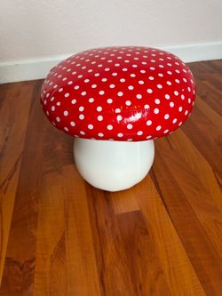Mushroom Accent Stool Cushioned Kids Chair Red Polka Dot Playroom Decor Seat 🍄