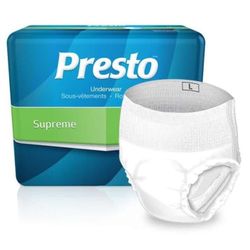 3 Pack Presto Classic Underwear, Supreme Size L 44"- 56" , M 32"-44" 20 Count