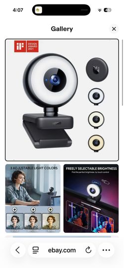 1080P Webcam with Ring Light, WEMISS Autofocus Streaming Webcam,