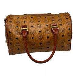 Authentic Mcm Visetos Large Boston Handbag Purse