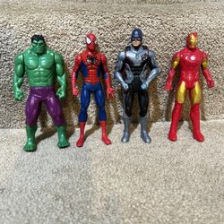 Marvel figure lot of 4 Hulk Ironman Spiderman Captain America 6” tall Disney