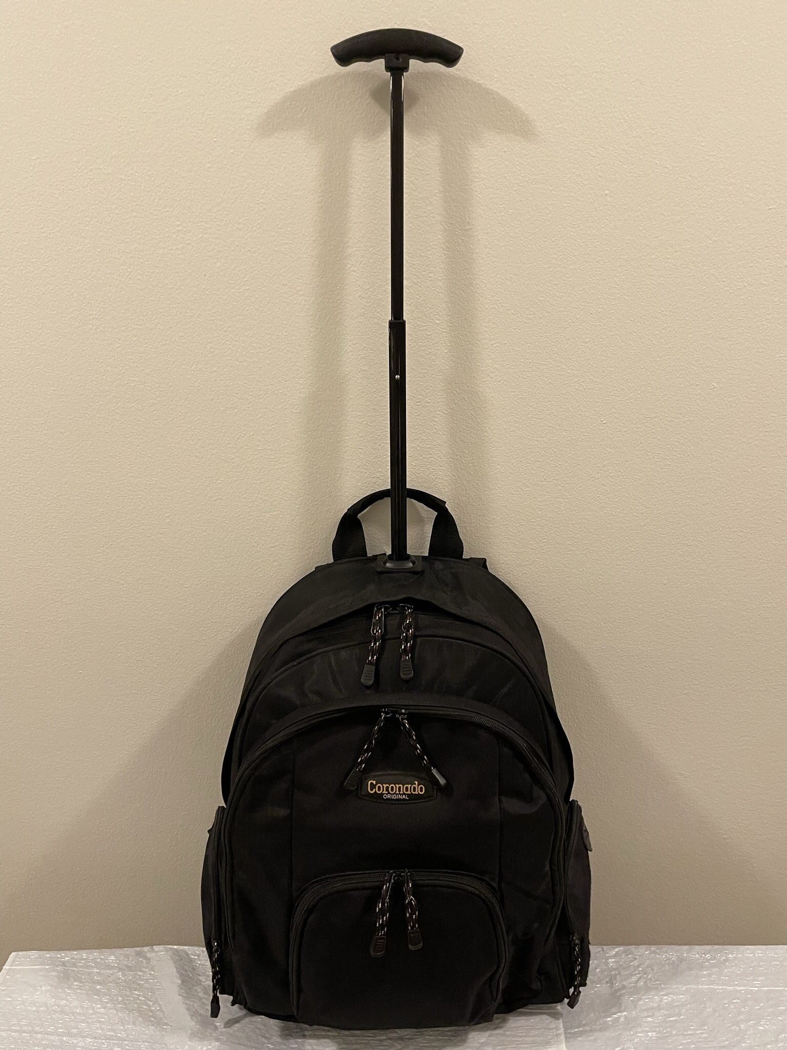 "Coronado" Large (rather heavy), ROLLING Black BACKPACK - posted price is firm