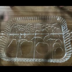 Vintage Indiana Glass Divided 5 Part Serving Relish Tray Platter Dish Fruit