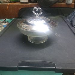 Vintage Footed Covered Glass Serving Dish