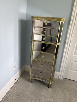 7 Drawer Antique Mirror Jewelry cabinet