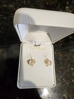 14K Tri-Color Gold Floral Heart Earrings (In Box)