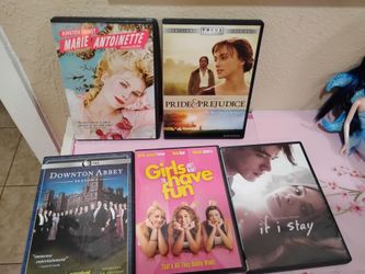 Marie Antoinette, pride and prejudice, If I stay, girls just wanna have fun...etc DVDS original and no scratches $10 takes all of them