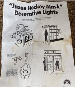 RARE! 1989 JASON HOCKEY MASK Decorative String of Lights Original Movie Theater Promotional Decor
