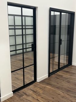 61”x 80 “ Interior Modern Black Aluminum French Double Door – Grid Glass