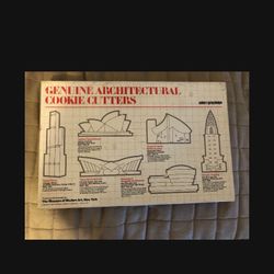 Vintage genuine architectural cookie cutter set. Set includes sears tower, Sydney opera house, trans world airlines, chapel of Notre-dame-du-haut, Sol