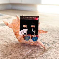 Chicken Glass Handmade Sterling Silver Earrings 