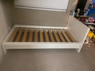 Free Twin bed frame and pink gymnastics mat