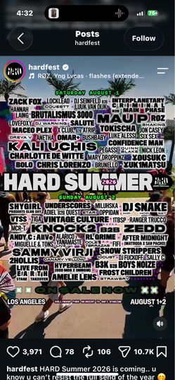 Hard summer day 1 GA ticket for sale