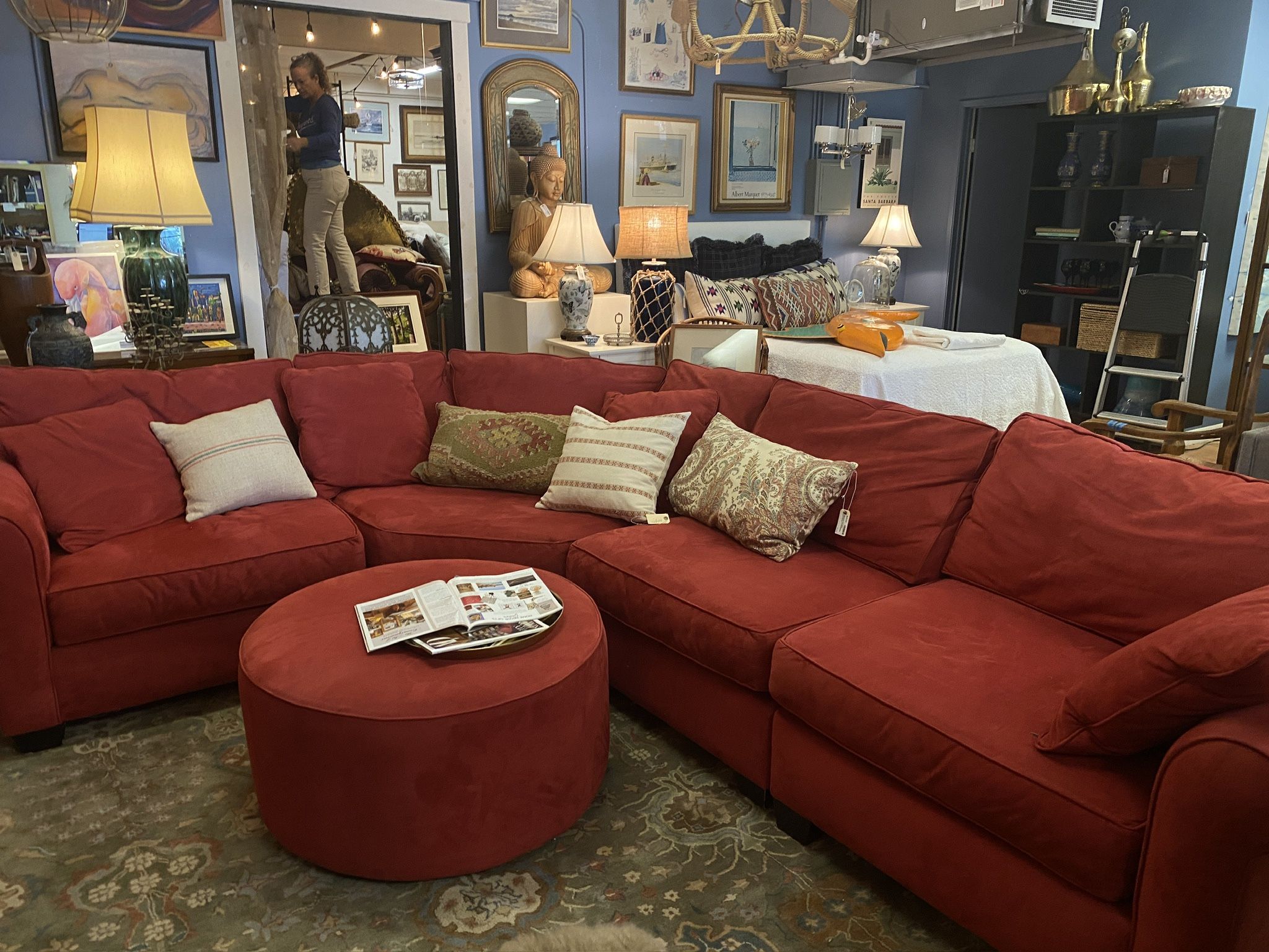 Red Ultra suede Sectional Couch