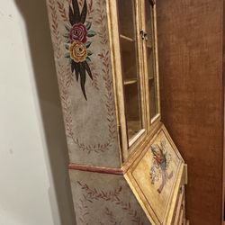 Beautiful Floral Cabinet / Secretary Desk & Bookcase