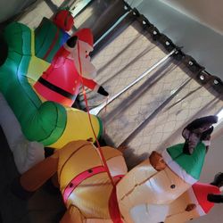 7ft Inflatable Santa Sleigh With Deer