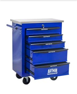NEW IN BOX Shop Damodpoy 5-Drawer 13.58 in. W Multi-Purpose Black and Blue Tool Cabinets on Wheels with Steel Top for Garages and Workshops