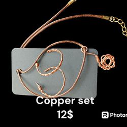 Copper Hoop Earrings Set