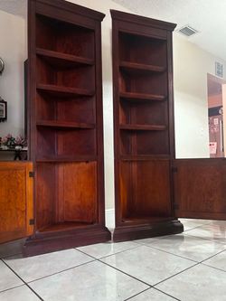 Pair Of Corner Bookshelves 23.5”Lx16”Wx73”H