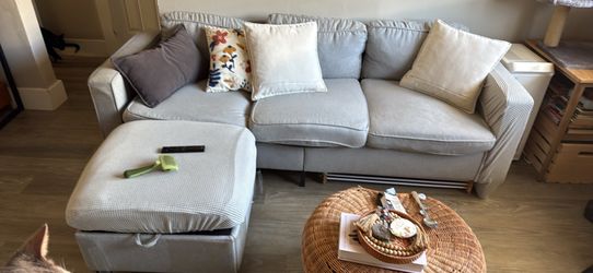 Grey couch three seater without ottoman. Available for pick up Miami beach