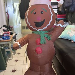 Holiday Time Christmas Airblown Inflatable Gingerbread Man Santa Hat
