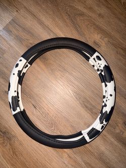 Cow print steering wheel