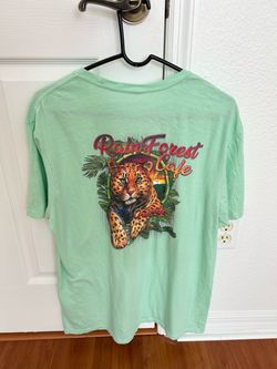 Rainforest Cafe Disney’s Animal Kingdom Graphic Leopard Teal T-Shirt Large